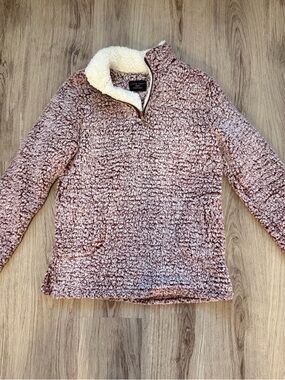 Love Tree Plush Zip-Up Pullover - Purple & Cream